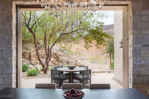 Chandelier, Dining room, Interior, Kitchen, Stainless Steel Appliances, Wooden Beams