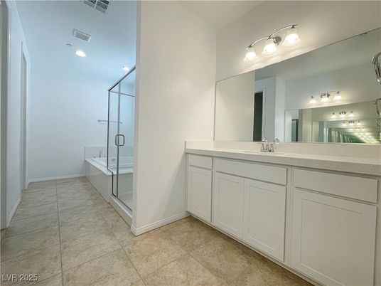 Bathroom, Dual Sink Vanities, Glass Shower, Interior, Recessed Lighting