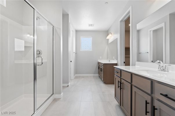 Bathroom, Dual Sink Vanities, Glass Shower, Interior