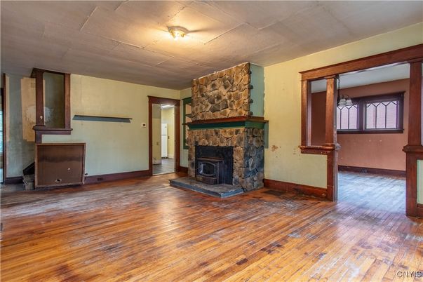 Empty room, Fireplace, Interior, Wood Texture Flooring