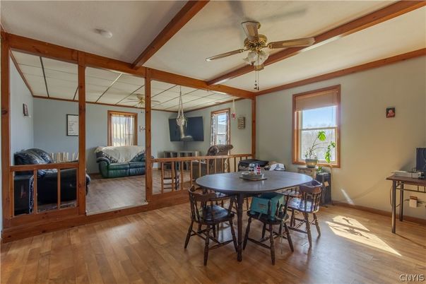 Dining room, Interior, Wooden Beams, Wood Texture Flooring
