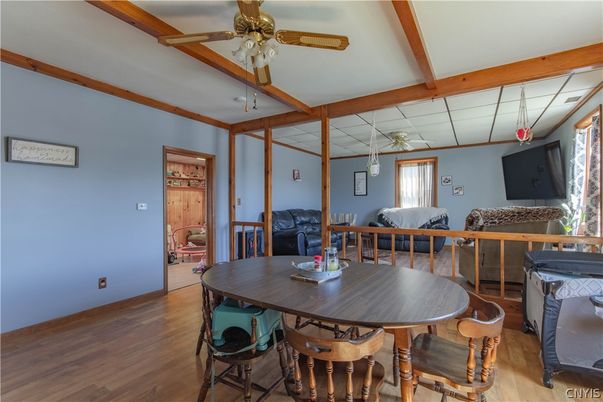 Dining room, Interior, Wooden Beams, Wood Texture Flooring