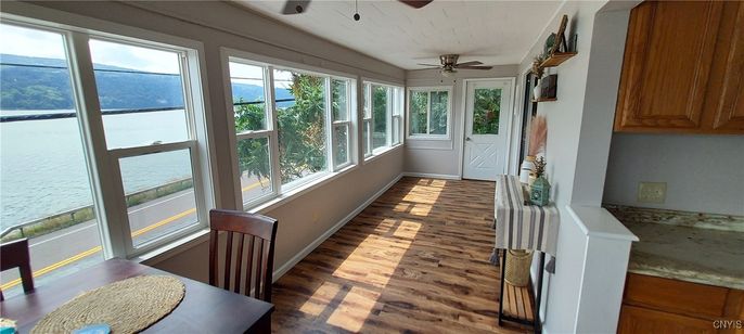 Interior, Sun Room, Water, Wood Texture Flooring