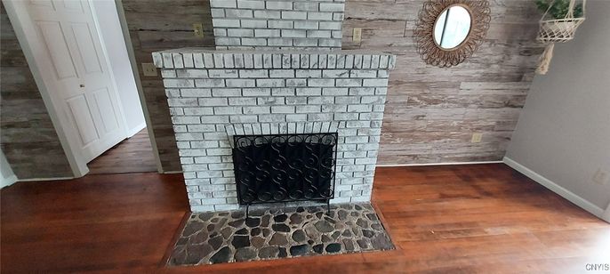 Fireplace, Interior, Stone Walls, Wood Texture Flooring, Wooden Walls