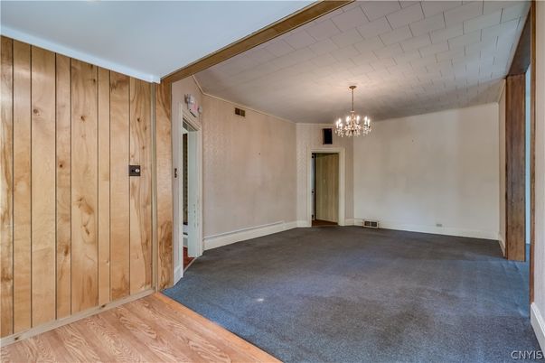 Chandelier, Empty room, Interior, Wood Texture Flooring