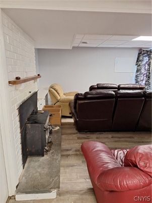 Fireplace, Interior, Living room, Stone Walls, Wood Texture Flooring