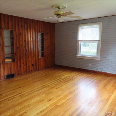 Empty room, Interior, Stone Walls, Wood Texture Flooring, Wooden Walls