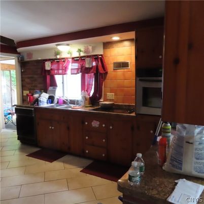 Interior, Kitchen, Recessed Lighting, Stone Walls