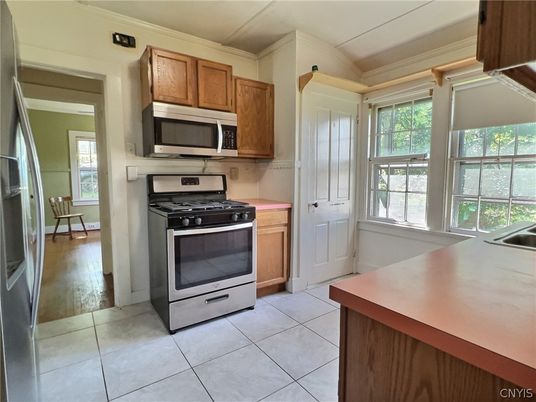 Interior, Kitchen, Stainless Steel Appliances, Wood Texture Flooring