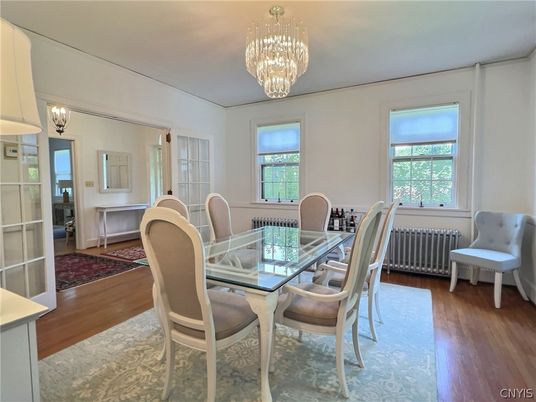 Chandelier, Dining room, Interior, Wood Texture Flooring