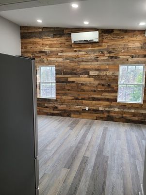 Empty room, Interior, Recessed Lighting, Wood Texture Flooring, Wooden Walls