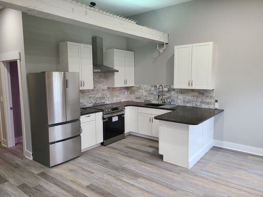 Interior, Kitchen, Stainless Steel Appliances, Wood Texture Flooring
