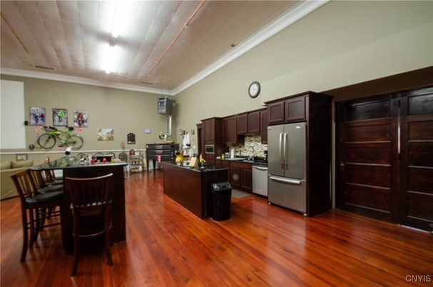 Interior, Kitchen, Stainless Steel Appliances, Wood Texture Flooring