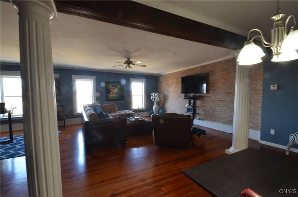 Interior, Living room, Stone Walls, Wood Texture Flooring
