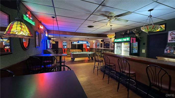 Billiard Table, Game Room, Interior, Pendant Lights, Wood Texture Flooring