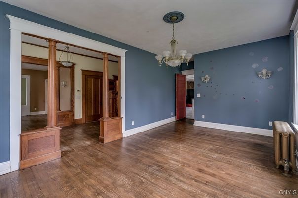 Chandelier, Empty room, Interior, Wood Texture Flooring