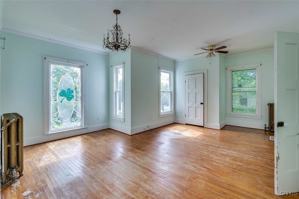 Chandelier, Empty room, Interior, Wood Texture Flooring