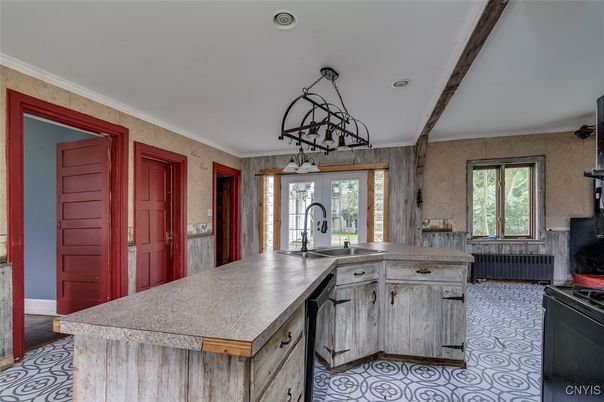 Interior, Kitchen, Recessed Lighting, Wooden Beams