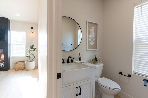 Bathroom, Interior, Recessed Lighting, Wood Texture Flooring