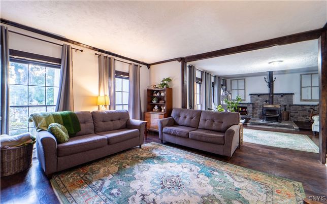 Fireplace, Interior, Living room, Stone Walls, Wood Texture Flooring