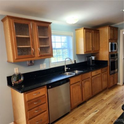 Interior, Kitchen, Stainless Steel Appliances, Wood Texture Flooring
