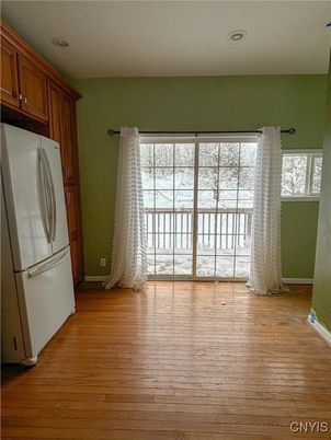 Empty room, Interior, Kitchen, Recessed Lighting, Wood Texture Flooring