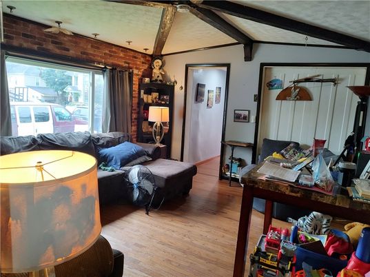 Interior, Living room, Stone Walls, Wooden Beams, Wood Texture Flooring