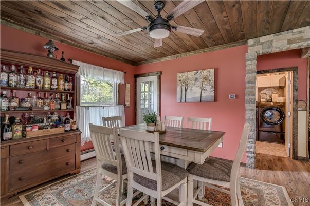 Dining room, Interior, Wooden Ceilings, Wood Texture Flooring