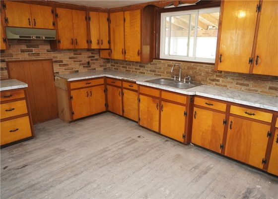 Interior, Kitchen, Stone Walls, Wood Texture Flooring