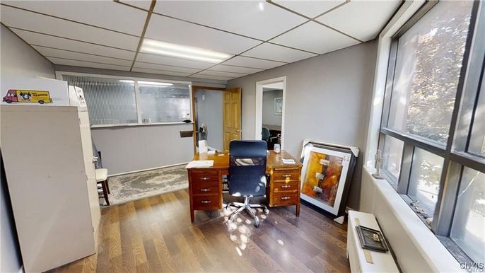 Home Office, Interior, Recessed Lighting, Wood Texture Flooring