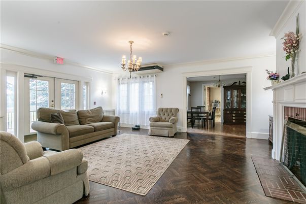 Chandelier, Dining room, Fireplace, Interior, Living room, Wood Texture Flooring