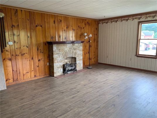 Empty room, Fireplace, Interior, Wood Texture Flooring, Wooden Walls