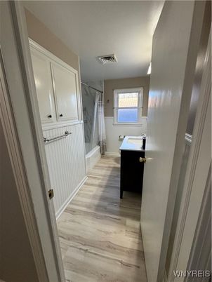 Bathroom, Interior, Marble Walls, Wood Texture Flooring