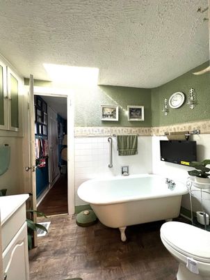Bathroom, Free Standing Baths, Interior, Wood Texture Flooring