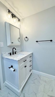 Bathroom, Dual Sink Vanities, Interior, Marble