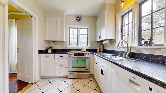 Interior, Kitchen, Stainless Steel Appliances, Wood Texture Flooring