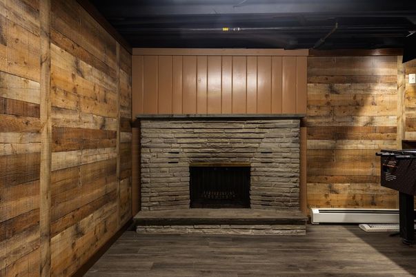 Fireplace, Interior, Wood Texture Flooring, Wooden Walls