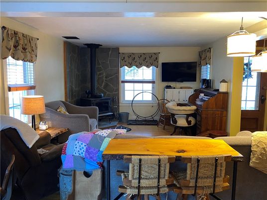 Dining room, Fireplace, Interior, Living room, Wood Texture Flooring