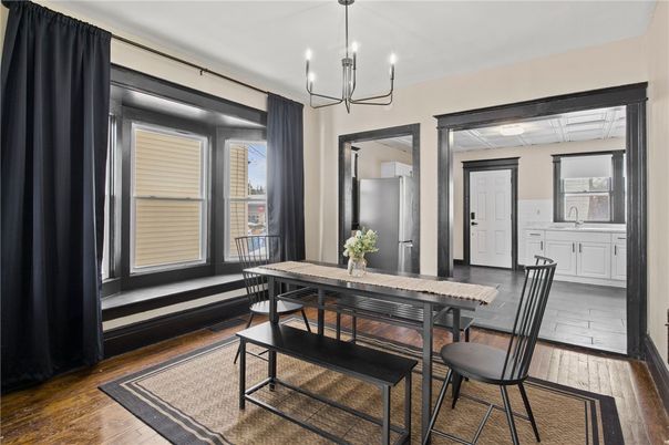 Chandelier, Dining room, Interior, Wood Texture Flooring