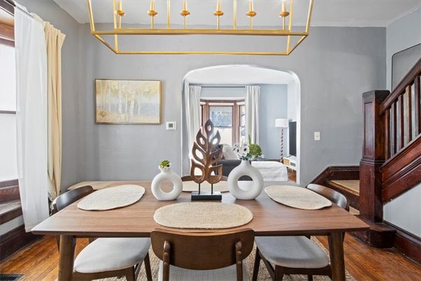 Dining room, Interior, Wood Texture Flooring
