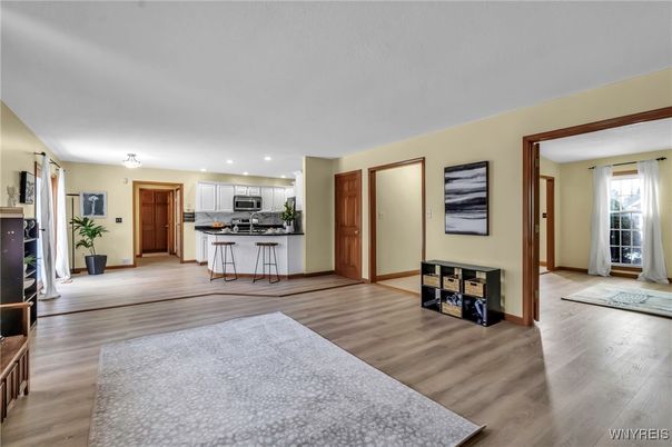 Interior, Kitchen, Recessed Lighting, Wood Texture Flooring