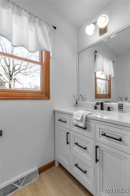 Bathroom, Dual Sink Vanities, Interior, Wood Texture Flooring