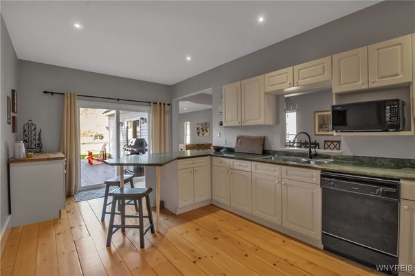 Interior, Kitchen, Recessed Lighting, Wood Texture Flooring