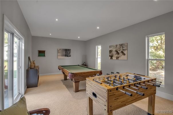 Billiard Table, Game Room, Interior, Recessed Lighting