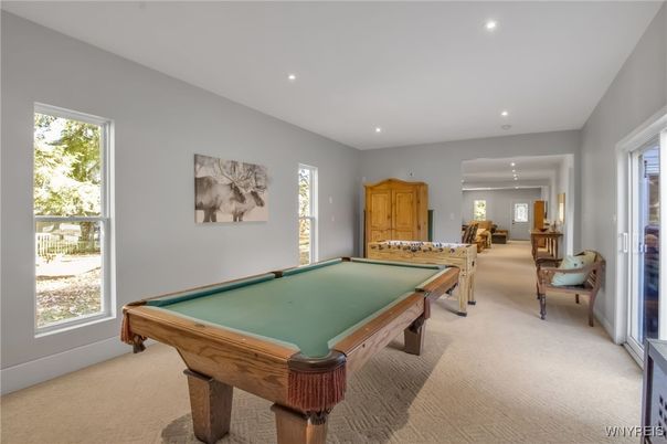 Billiard Table, Game Room, Interior, Recessed Lighting