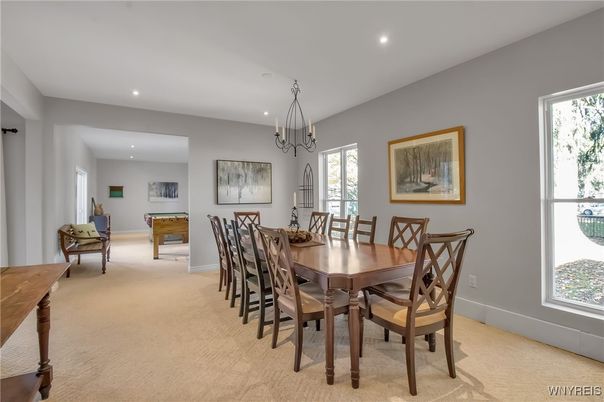 Chandelier, Dining room, Interior, Recessed Lighting