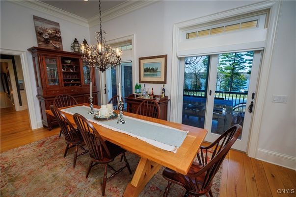 Chandelier, Dining room, Interior, Wood Texture Flooring