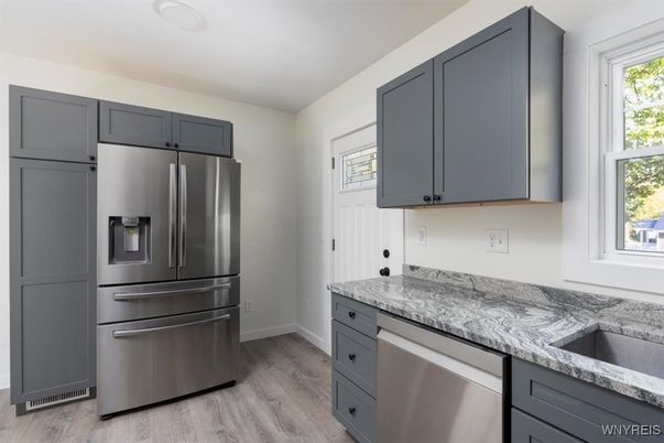 Interior, Kitchen, Stainless Steel Appliances, Wood Texture Flooring