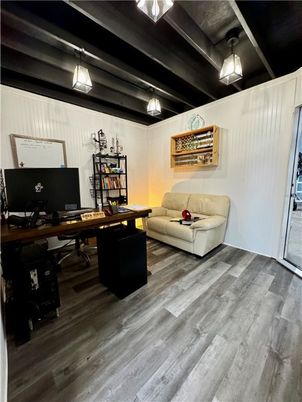 Home Office, Interior, Pendant Lights, Wood Texture Flooring