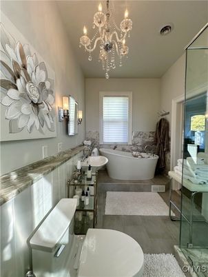 Bathroom, Chandelier, Free Standing Baths, Interior